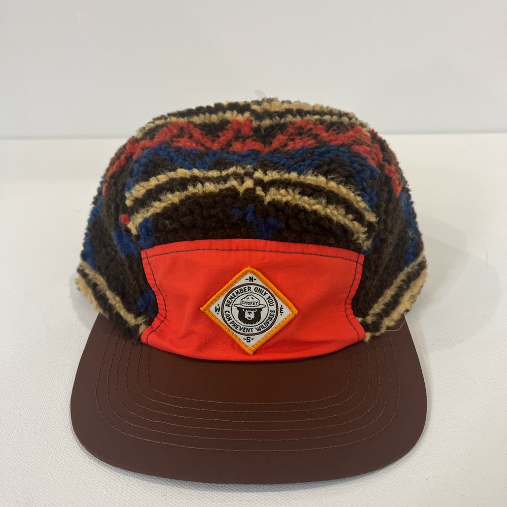 Authentic Smokey The Bear Sherpa Fleece Pattern Strapback Hat Official Licensed